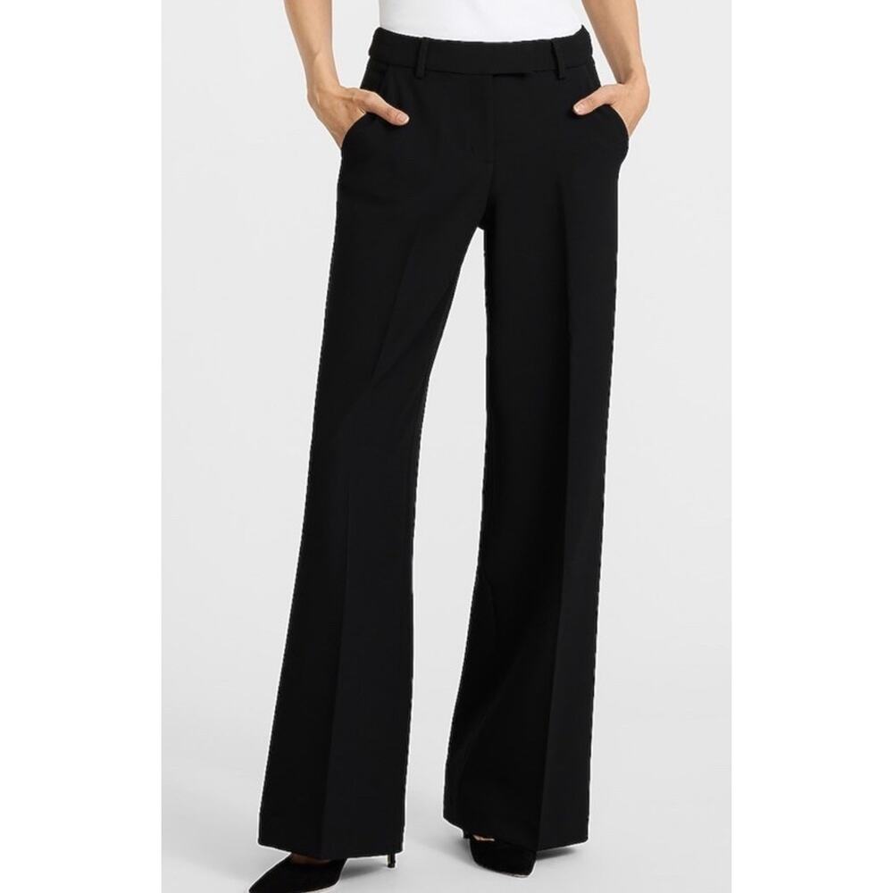 Express Editor Studio Stretch Twill Mid Rise Trouser, Size 0Long Pitch Black